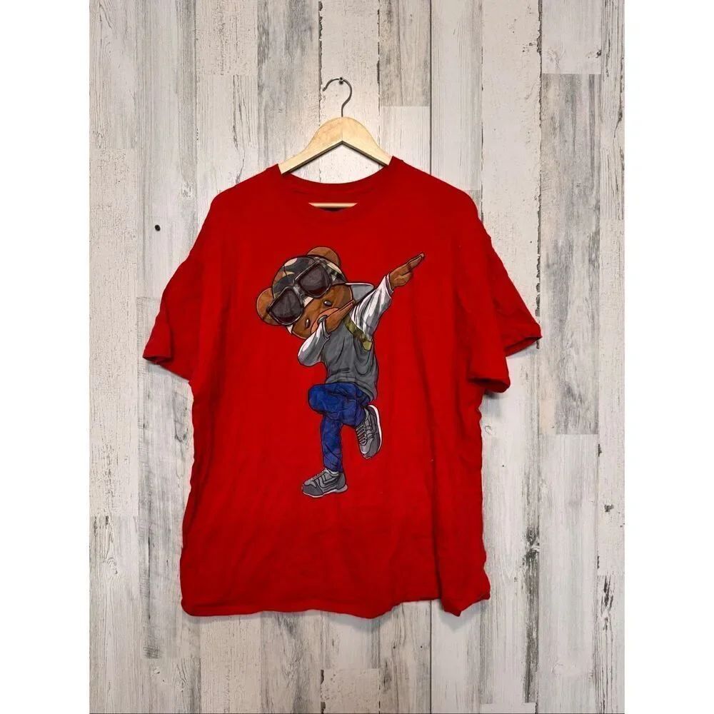 Men’s Ziron Clothing Red Graphic T-Shirt Dab Bear Streetwear Tee 2XL